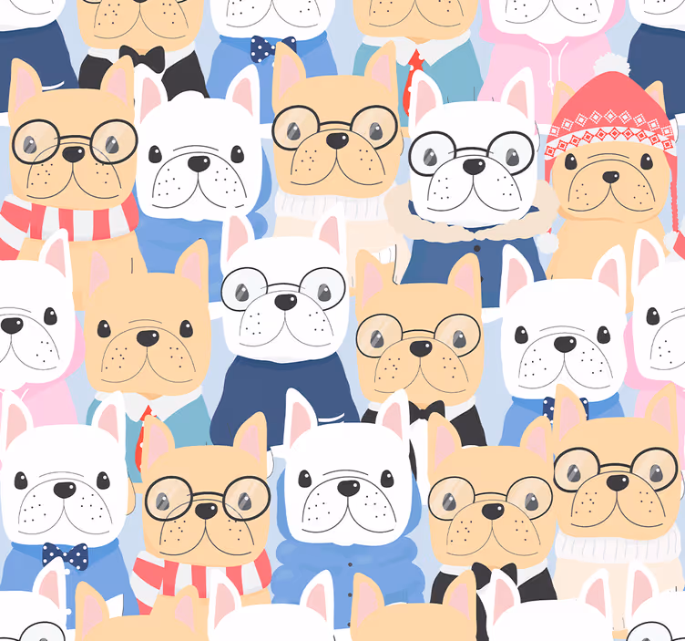 Papel tapiz perros cachorros de bulldog - TenVinilo