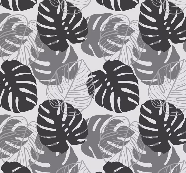 Papel pintado naturaleza Monstera tono gris - TenVinilo
