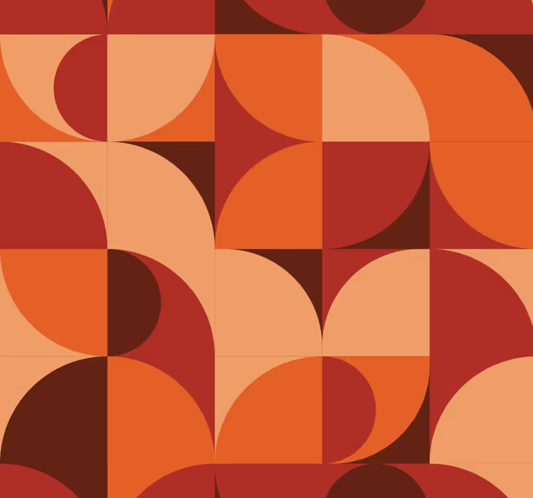 Papel pintado abstracto Estampado retro rojo - TenVinilo