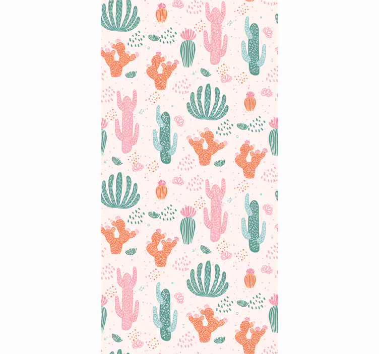Papel tapiz infantil patrones de cactus - TenVinilo