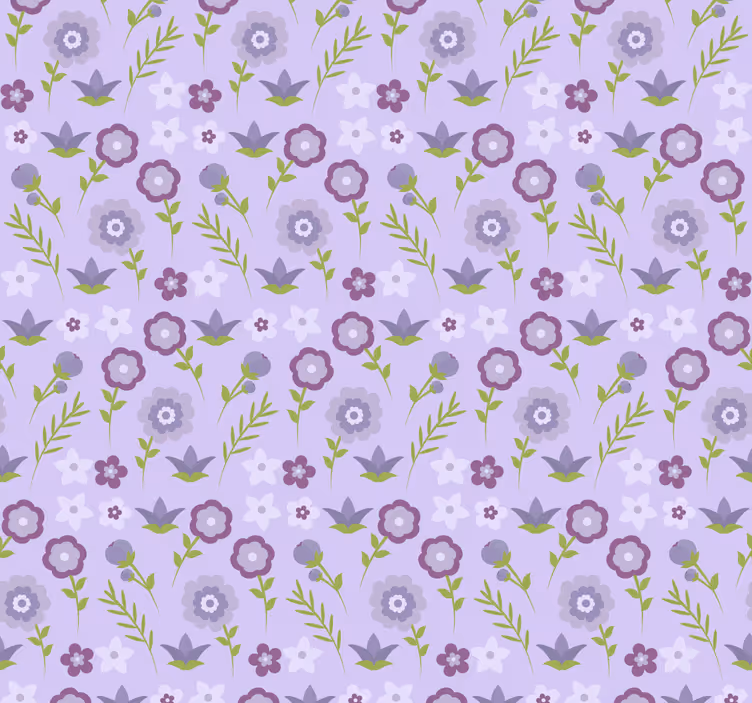 Papel pintado infantil flores púrpuras simples - TenVinilo