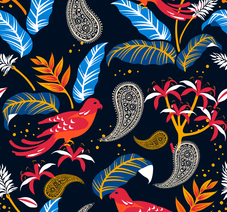 Papel tapiz para sala motivo de pájaro ornamental - TenVinilo
