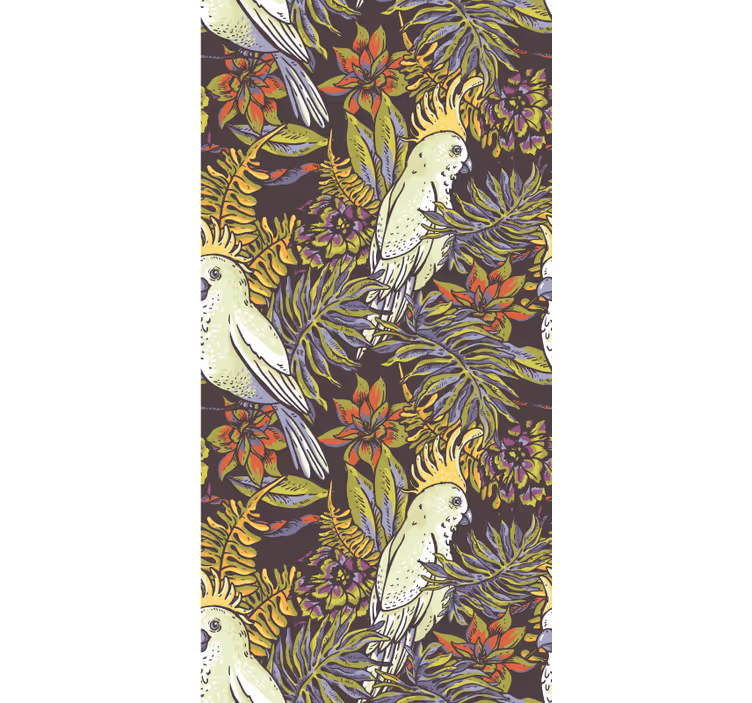 Papel tapiz pájaros patrón de loro tropical - TenVinilo