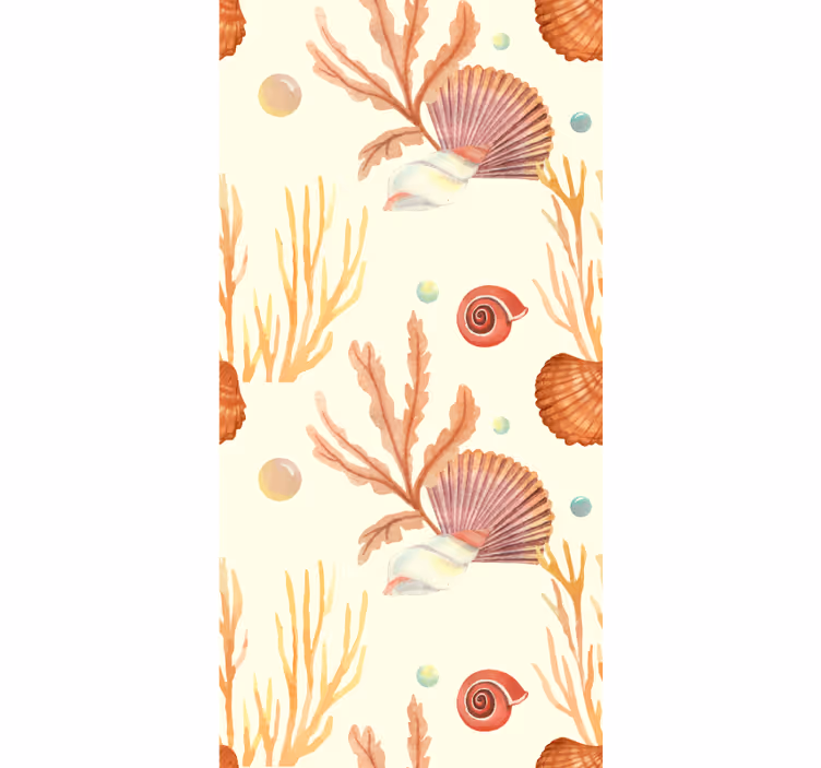 Papel pintado baño Conchas marinas y corales - TenVinilo
