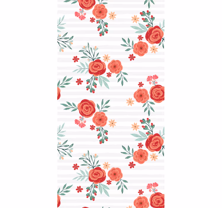 Papel tapiz flores patrón de rayas florales - TenVinilo