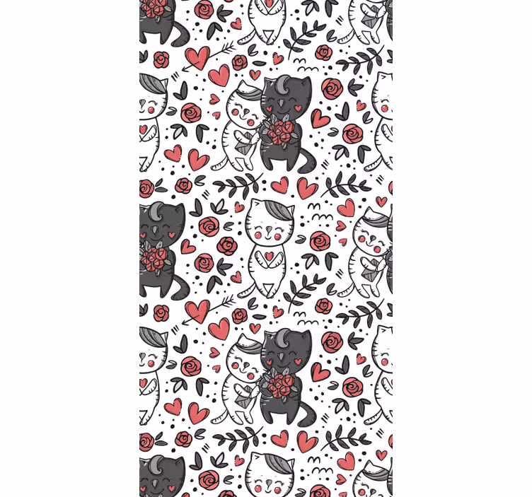 Papel tapiz gatos delicia floral felina - TenVinilo