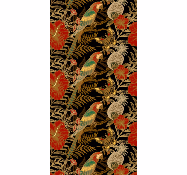 Papel pintado selva Plantas y aves - TenVinilo