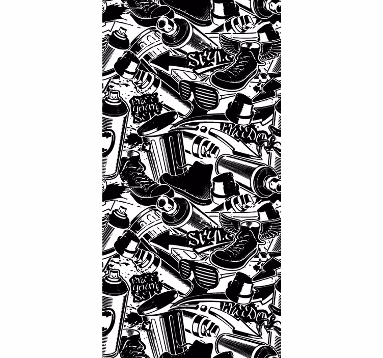 Papel pintado de arte Etiquetas de pared de graffiti mono-tonales - TenVinilo