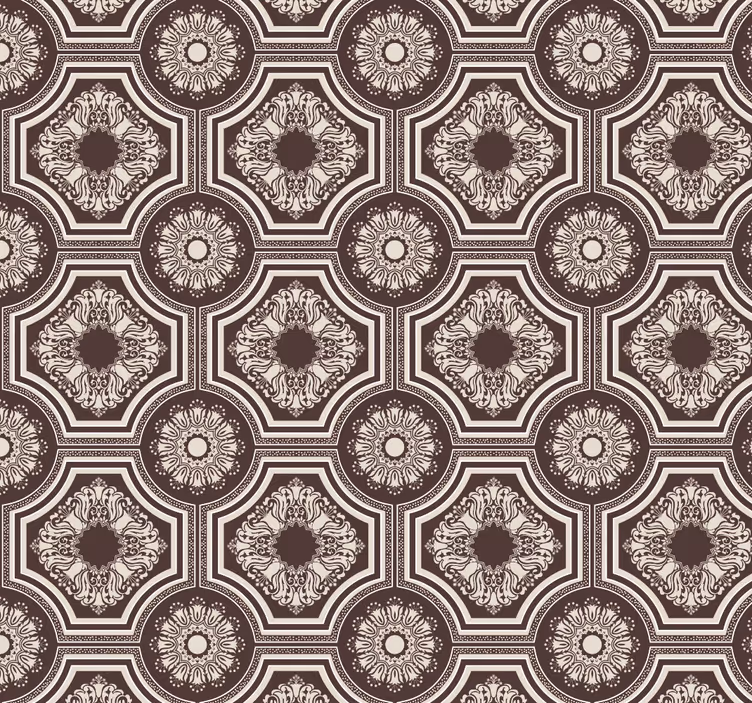 Papel ornamental baldosa clásica marrón - TenVinilo