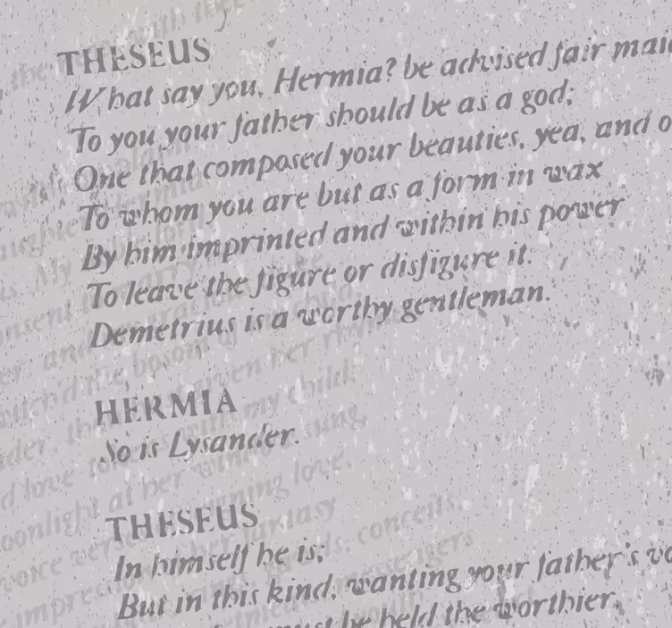 Papel pared letras texto obra Shakespeare - TenVinilo