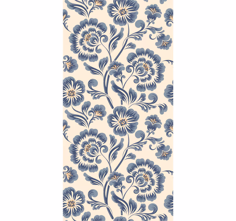 Papel pintado floral Estilo vintage azul floral - TenVinilo