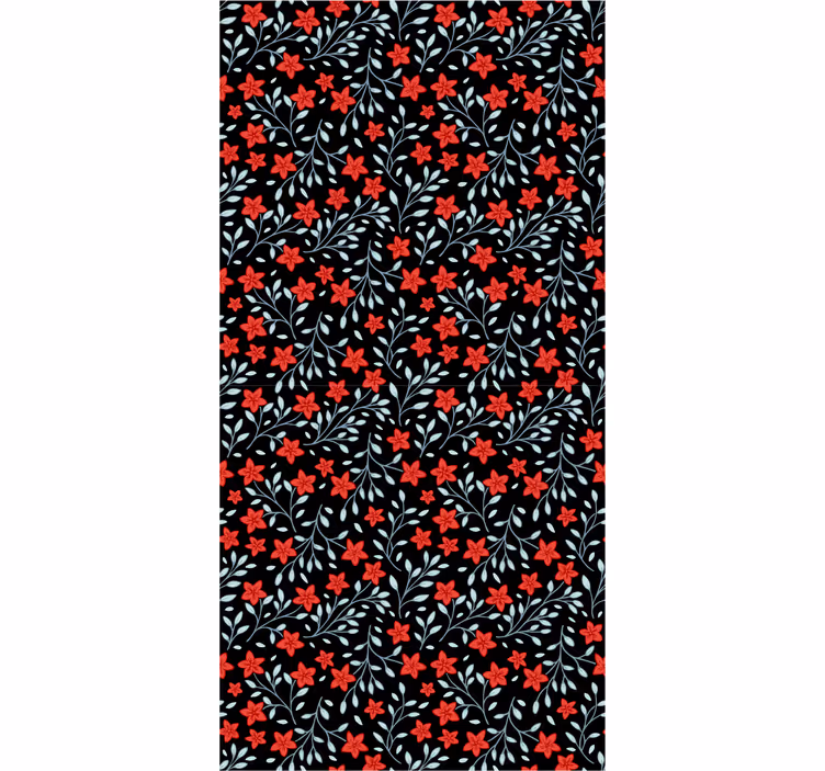 Papel pintado floral Patrón floral rojo y negro - TenVinilo