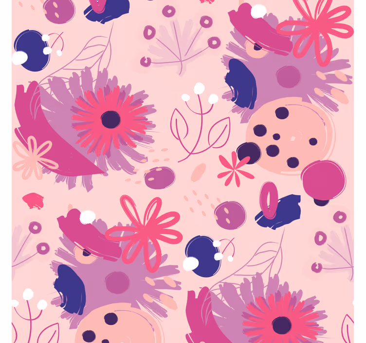 Papel pintado floral Flores púrpuras abstractas - TenVinilo