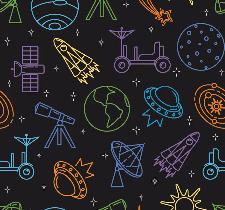 Papel tapiz infantil exploración celestial - TenVinilo