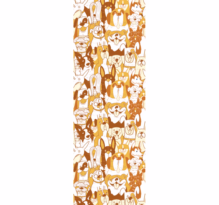 Papel tapiz perros patrón blanco y naranja - TenVinilo