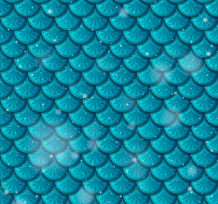 Papel pintado verde 3D escamas de sirena - TenVinilo