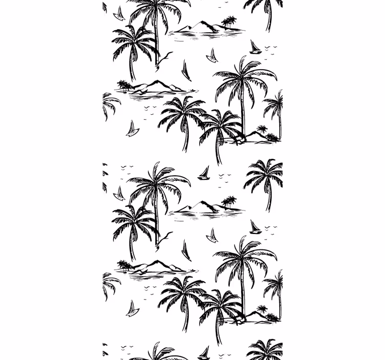 Papel tapiz selva paisaje de isla tropical - TenVinilo