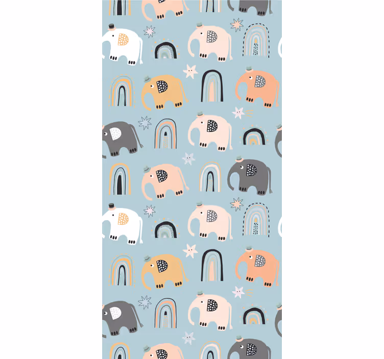 Papel tapiz infantil motivos de elefante arcoiris - TenVinilo