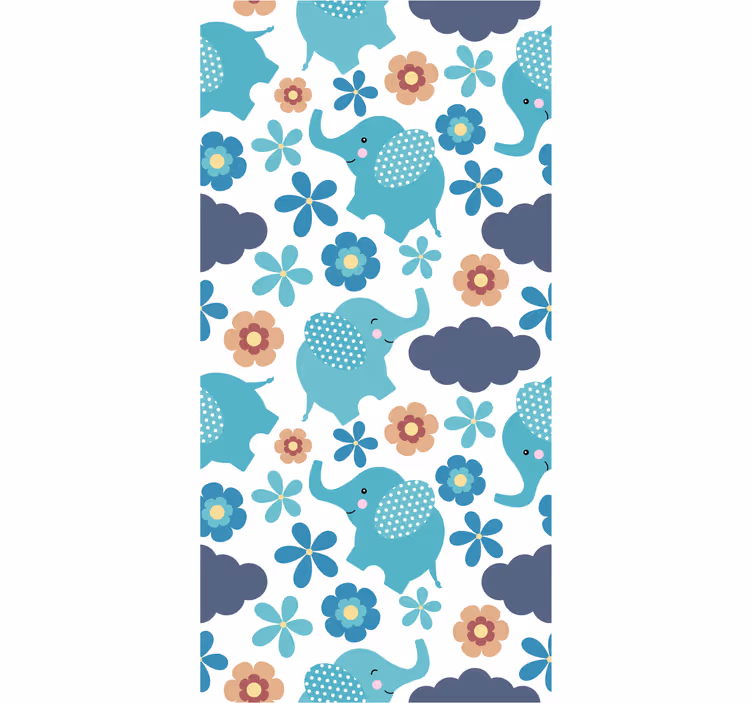 Papel tapiz elefantes juego floral elefante - TenVinilo