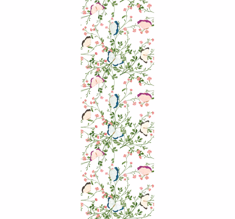Papel tapiz floral mariposa botánica - TenVinilo