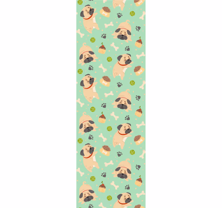 Papel tapiz perros juego de patrón de pug - TenVinilo