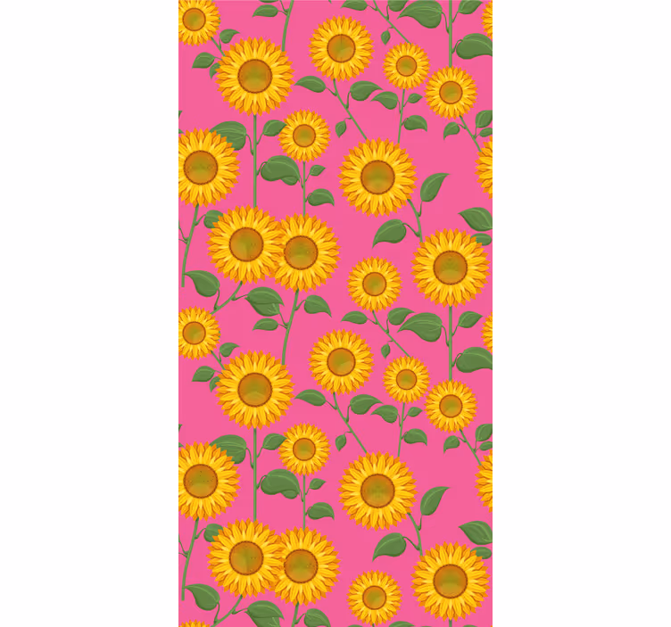 Papel pintado floral Girasoles en rosa - TenVinilo