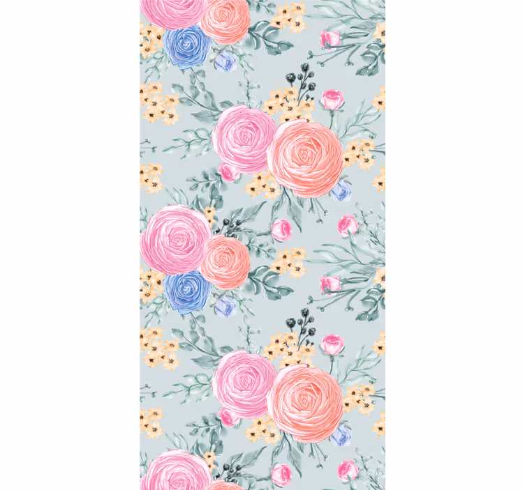 Papel tapiz flores estampado de ramo floral - TenVinilo