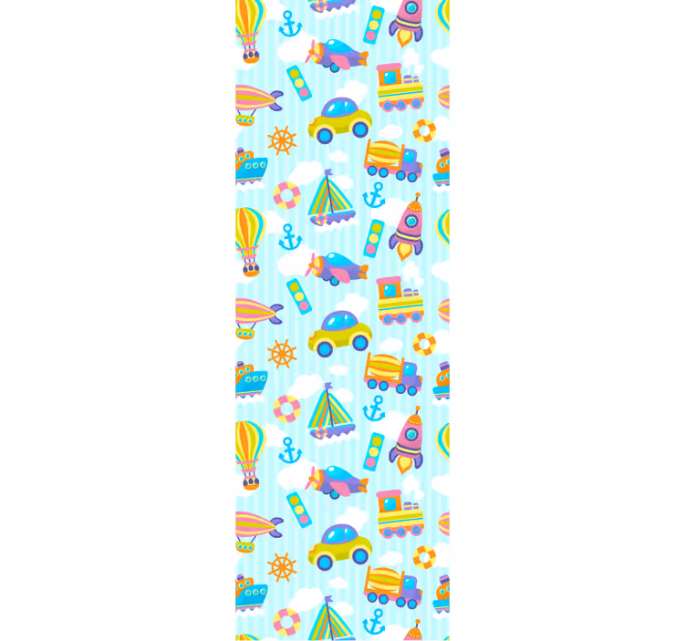 Papel tapiz infantil transporte juguetón - TenVinilo