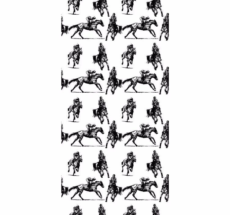 Papel pintado caballos Patrón de caballo blanco y negro - TenVinilo