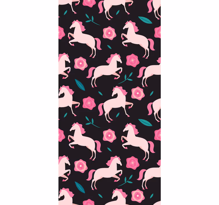 Papel tapiz animales flores ecuestres caprichosas - TenVinilo