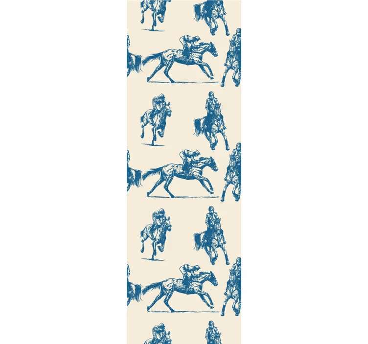 Papel pintado caballos Patrón de caballo azul y beige - TenVinilo