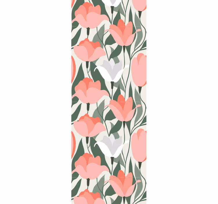 Papel tapiz flores patrón de tulipán botánico - TenVinilo