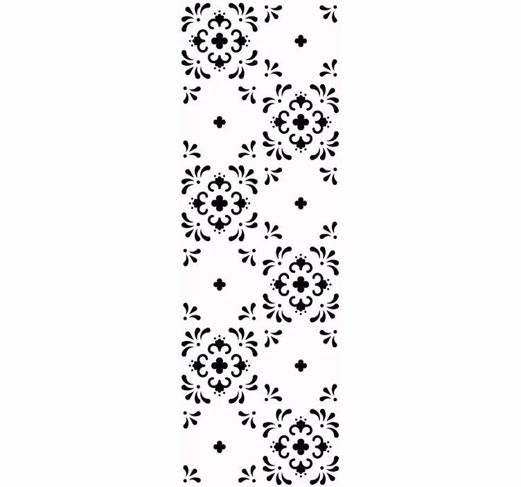 Papel pintado flores Cuadrados de flores de esmalte negro - TenVinilo