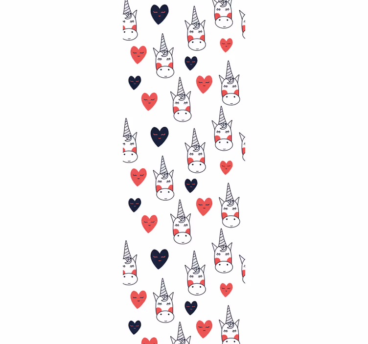 Papel tapiz arte patrón de corazón de unicornio - TenVinilo