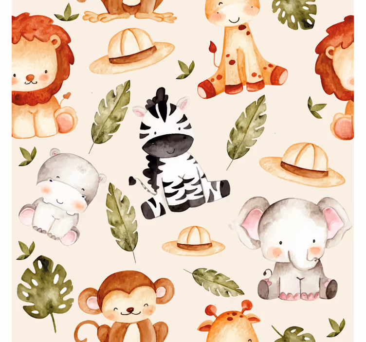 Papel pintado infantil Safari beige - TenVinilo