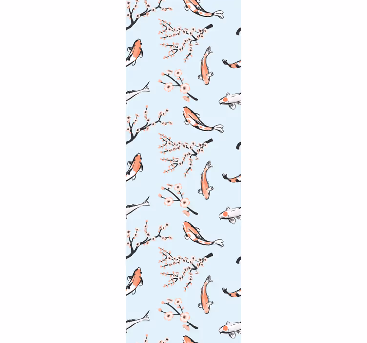 Papel pintado moderno Peces koi y ramas de cerezo - TenVinilo