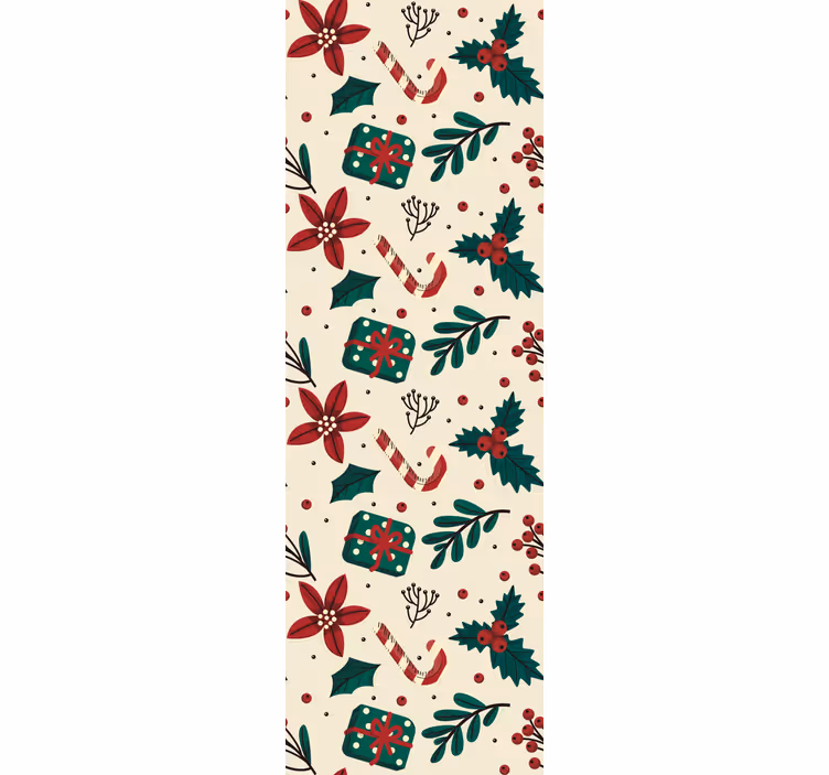 Papel tapiz navidad patrón botánico festivo - TenVinilo