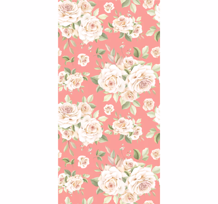 Papel tapiz flores patrón floral rosa - TenVinilo