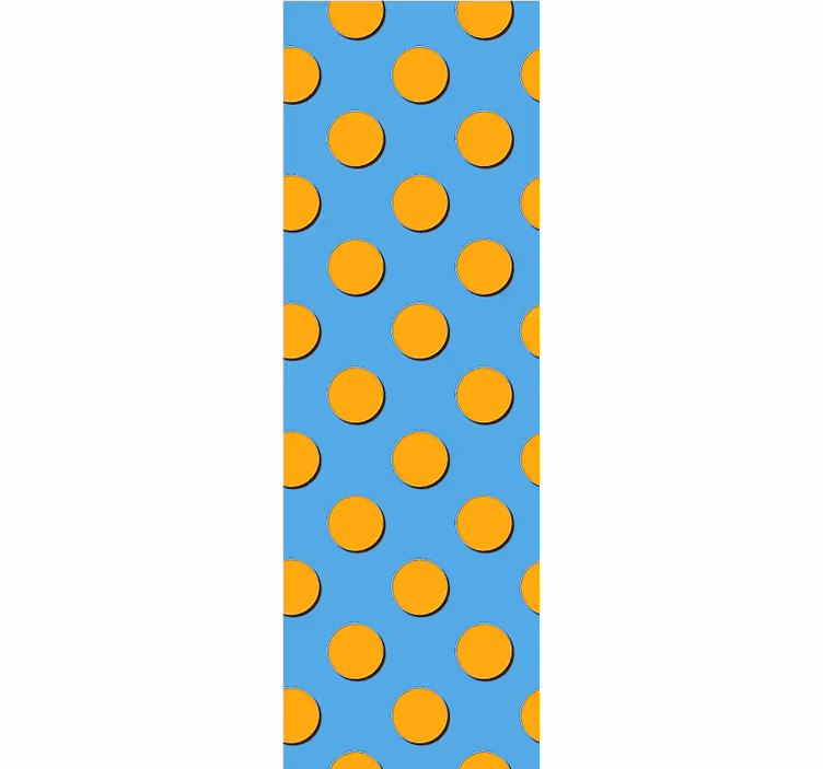 Papel tapiz círculos puntos naranjas sobre fondo azul - TenVinilo