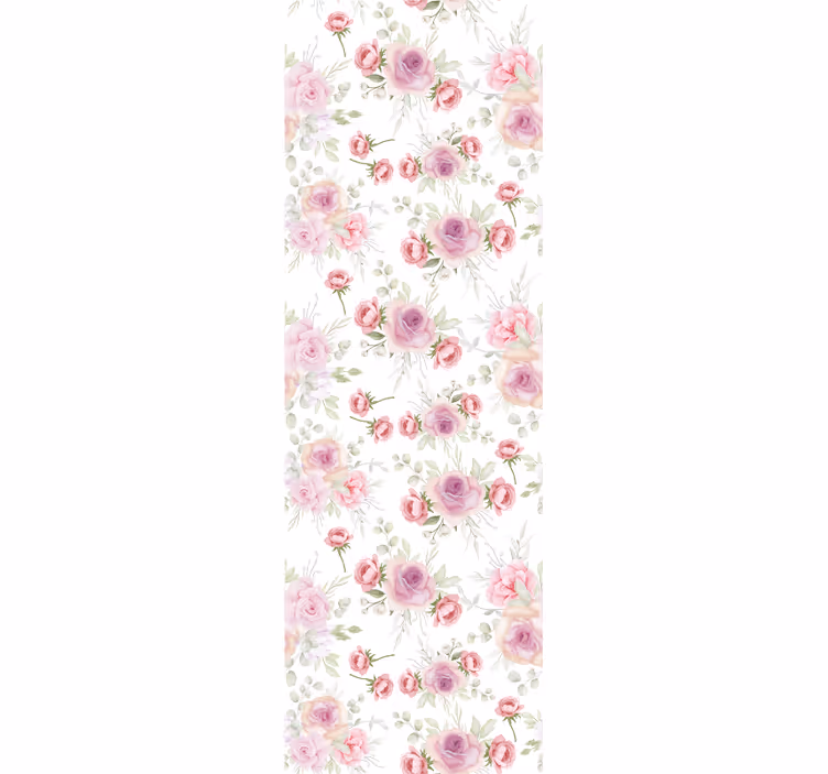 Papel pintado flores Patrón rosa y salvaje - TenVinilo