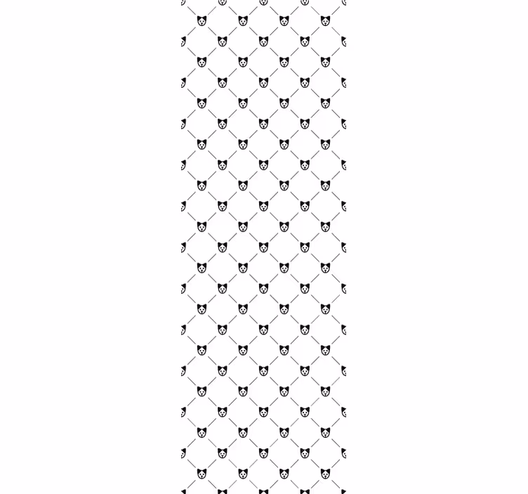 Papel pintado baño Patrón de perro geométrico blanco y negro - TenVinilo
