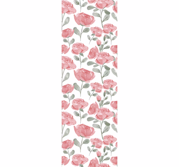 Papel tapiz flores rosas acuarela - TenVinilo