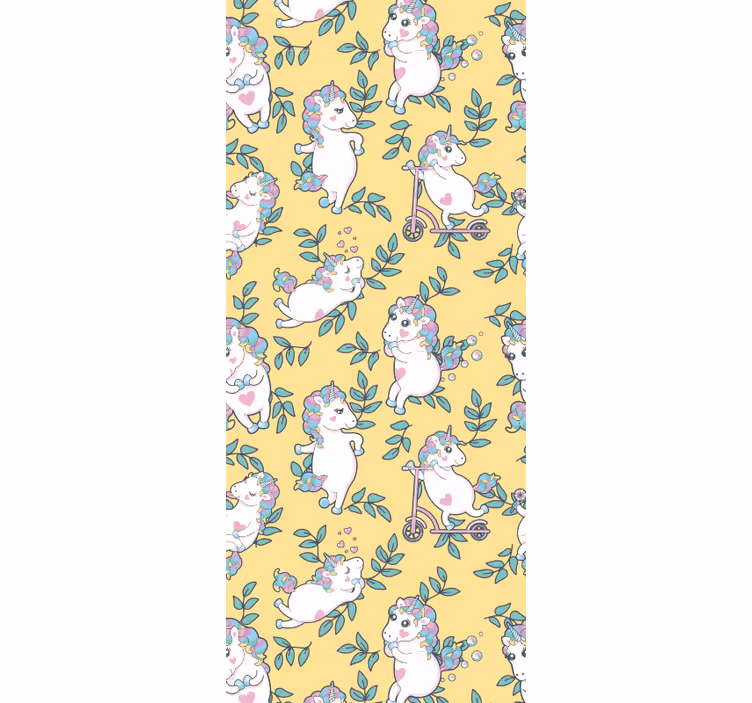 Papel tapiz animales unicornios jugando - TenVinilo