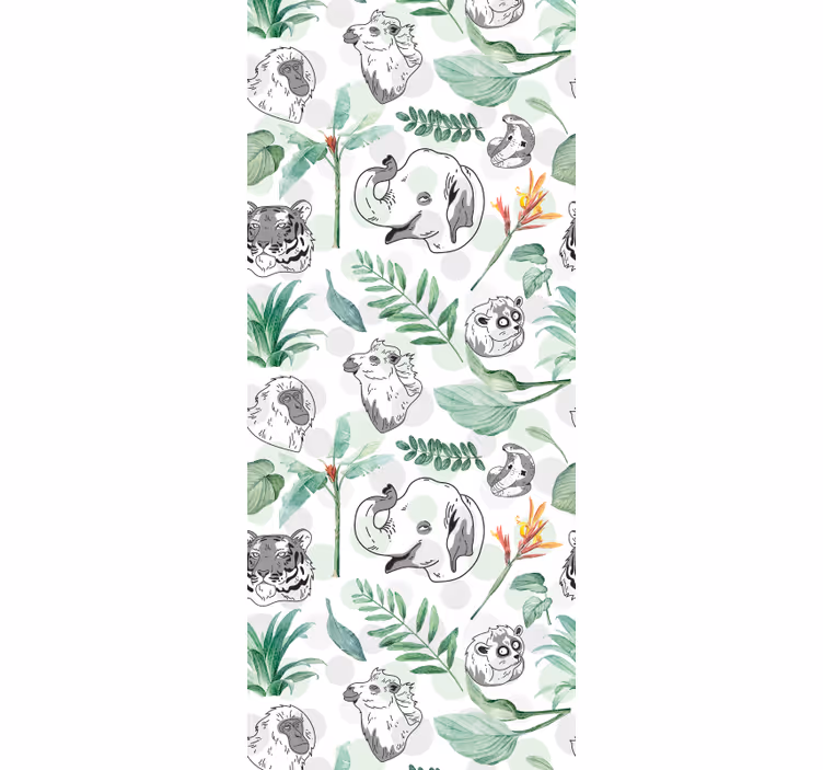 Papel tapiz animales rostros de la jungla - TenVinilo