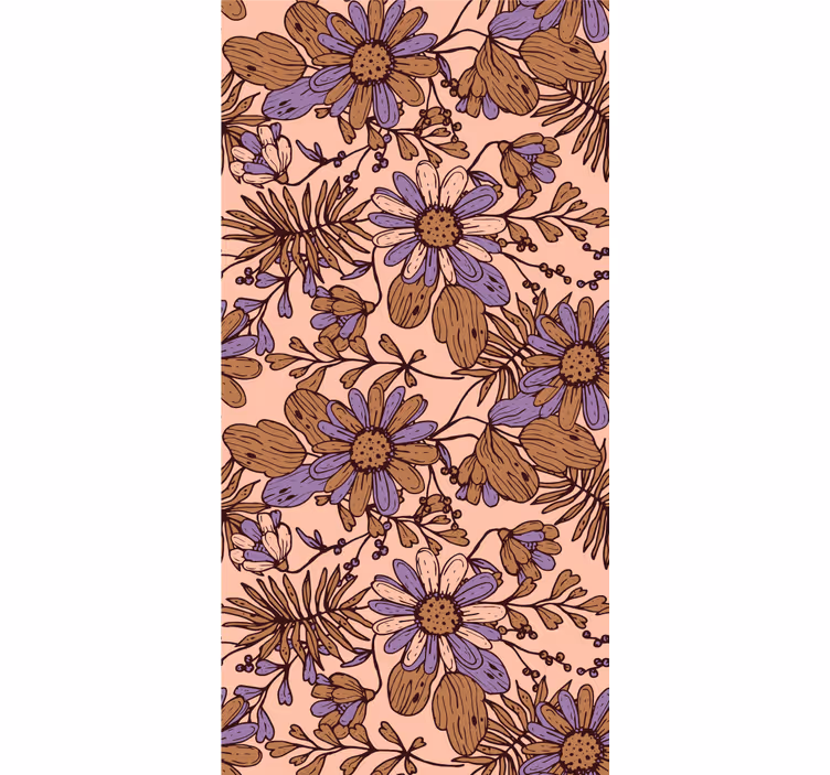 Papel tapiz flores patrones marrones florecientes - TenVinilo