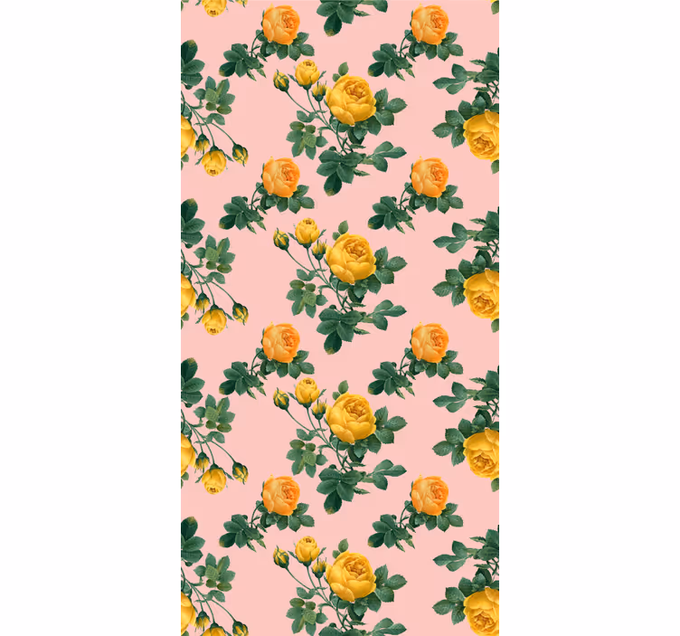 Papel tapiz flores patrones de rosas amarillas - TenVinilo
