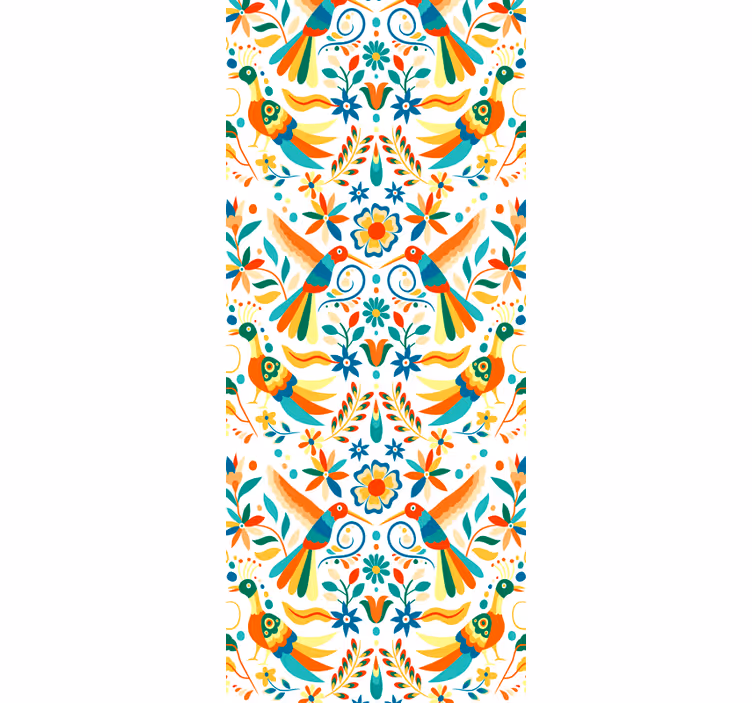 Papel tapiz pájaros patrón tradicional - TenVinilo