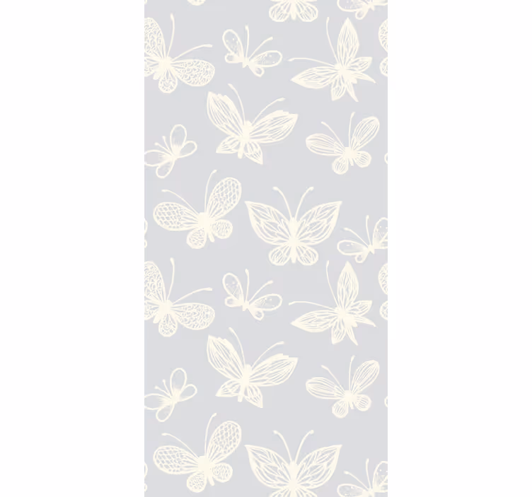 Papel tapiz mariposas patrón infantil rosa y blanco - TenVinilo