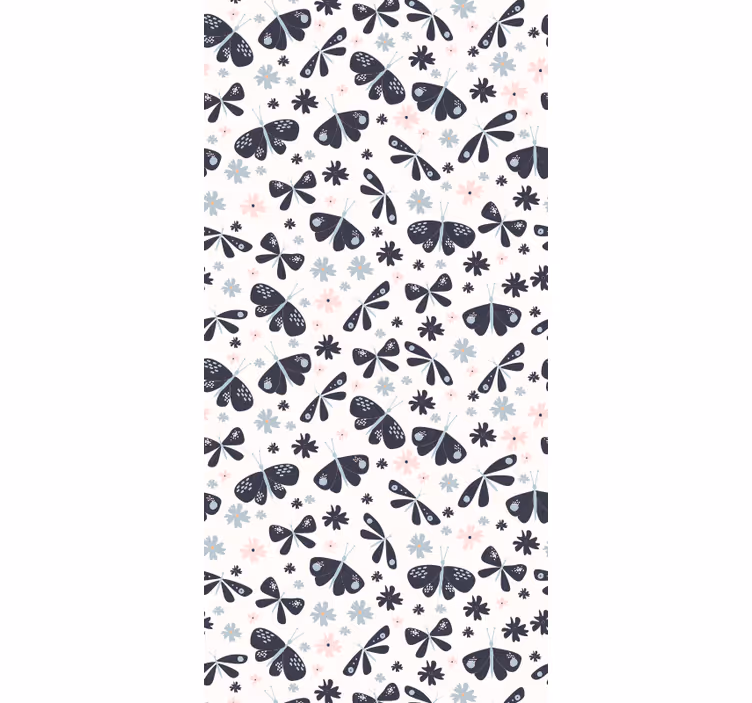 Papel pintado baño Patrón de mariposa punteada negro - TenVinilo