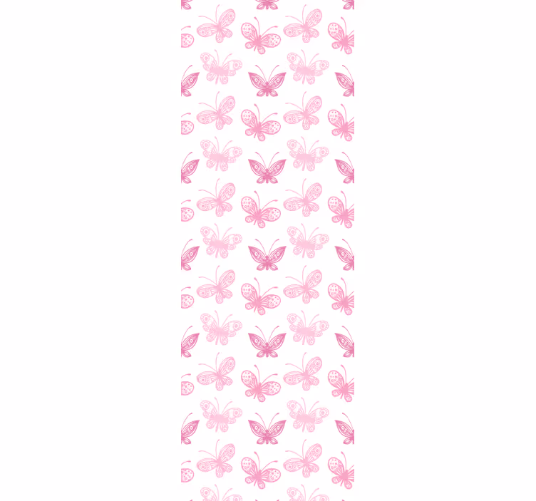 Papel pintado infantil Patrón de mariposa rosa silueta - TenVinilo